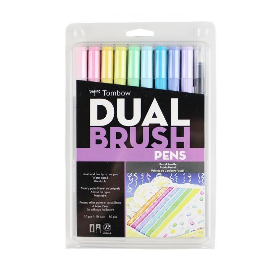 TOMBOW DUAL BRUSH PEN SET OF 10 PASTEL (AB-T10C PA) | Reliance Fine Art |Illustration Pens & Brush Pens