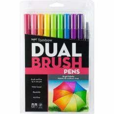 TOMBOW DUAL BRUSH PENS, SET OF 10 BRIGHT COLORS ABT - 10C | Reliance Fine Art |Illustration Pens & Brush Pens