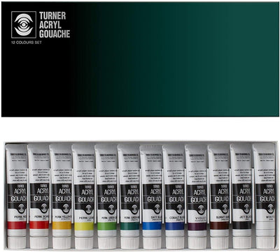 Turner Acrylic Gouache Colour Set of 12 (20 ML) | Reliance Fine Art |Gouache Paint SetsGouache PaintsPaint Sets