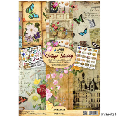 Vintage Shabby Paper Pack, Size: A4 24 Sheets (JPVSA4X24) | Reliance Fine Art |