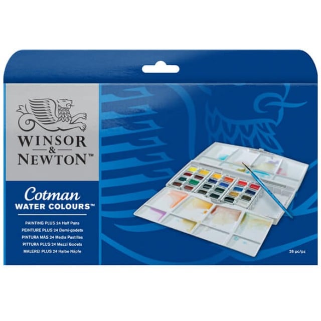 WINSOR & NEWTON COTMAN WATER COLOUR 24 HALF PAN SET ( 390376) | Reliance Fine Art |Water ColorWatercolor PaintWinsor & Newton Cotman Watercolour