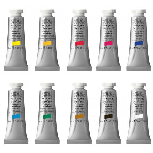 Winsor & Newton Designer Gouache Intro Set Of 10 x 14 ML | Reliance Fine Art |Gouache Paint SetsGouache Paints