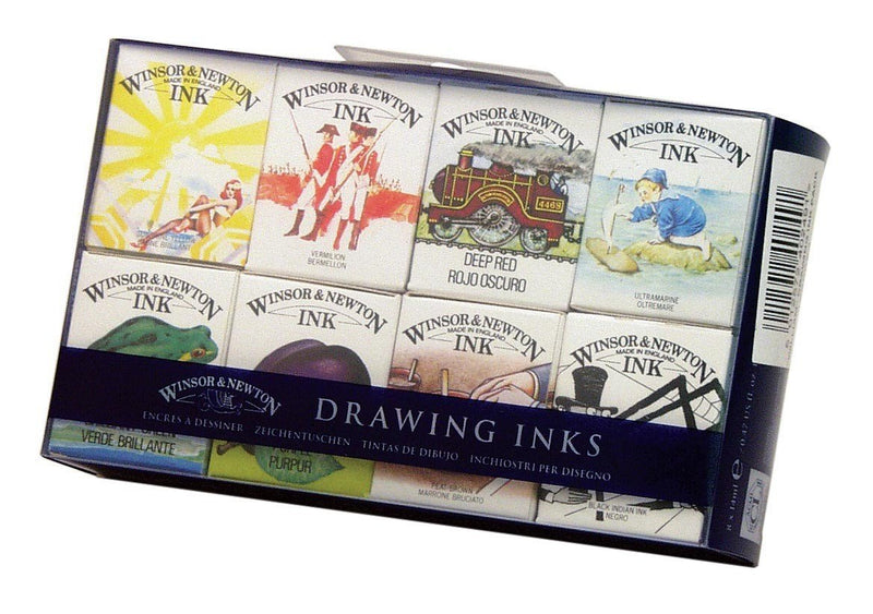 WINSOR & NEWTON DRAWING INK - WILLIAM COLLECTION PACK - SET OF 8 INKS X 14 ML | Reliance Fine Art |Artist Inks