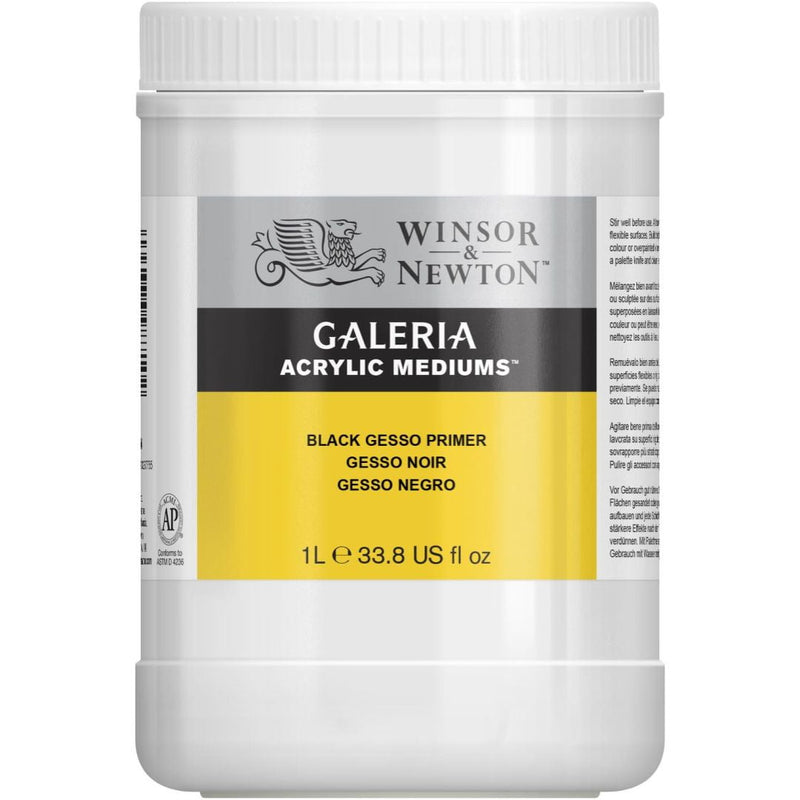 Winsor & Newton Galeria Acrylic Black Gesso 1 Litre | Reliance Fine Art |Acrylic Mediums & Varnishes