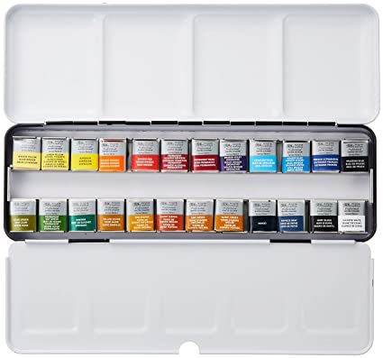 WINSOR & NEWTON PROFESSIONAL WATER COLOUR LIGHTWEIGHT SKETCHERS’ BOX - 24 HALF PANS (0190553) | Reliance Fine Art |Paint SetsWatercolor PaintWatercolor Paint Sets