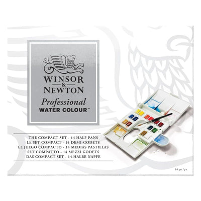 WINSOR & NEWTON PROFESSIONAL WATER COLOUR - THE COMPACT SET – 14 HALF PANS (0190049) | Reliance Fine Art |Paint SetsWatercolor PaintWatercolor Paint Sets