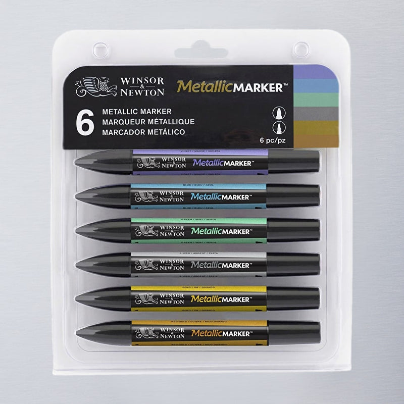 Winsor & Newton Promarker Metallic Marker Set 6 | Reliance Fine Art |Markers