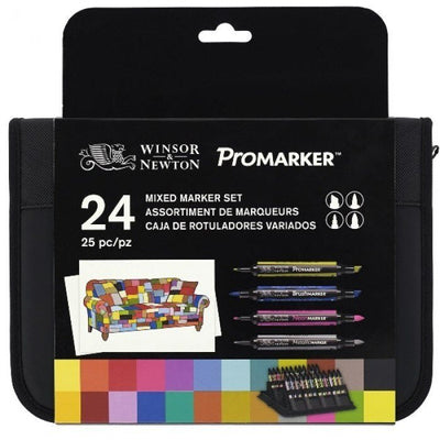 Winsor & Newton Promarker Mixed Marker Set 24 in Wallet | Reliance Fine Art |Markers