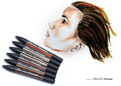 Winsor & Newton Promarker Skin Tones Set of 12+1 | Reliance Fine Art |Markers