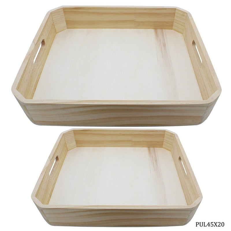 Wooden Decoupage Tray 4 cut Set of 2 Pcs - Big (WTS2022) | Reliance Fine Art |Moulds & Surfaces for Resin and Fluid ArtResin and Fluid Art