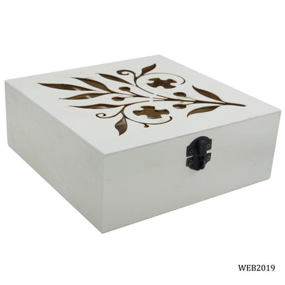 Wooden Empty Box Leaf Design 1pcs (7.5x7.5x3) Inch (WEB2019) | Reliance Fine Art |Moulds & Surfaces for Resin and Fluid ArtResin and Fluid Art