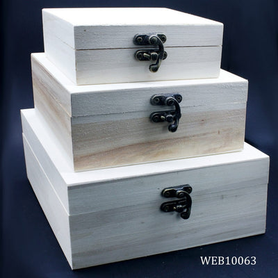 Wooden Empty Box Set of 3 -7.5x6x3.5 cms (WEB10063) | Reliance Fine Art |Moulds & Surfaces for Resin and Fluid Art