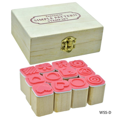 Wooden Stamp Set Simple Designs (Stamp Size: 2x2 Cm) (WSS-D) | Reliance Fine Art |Wax Seals